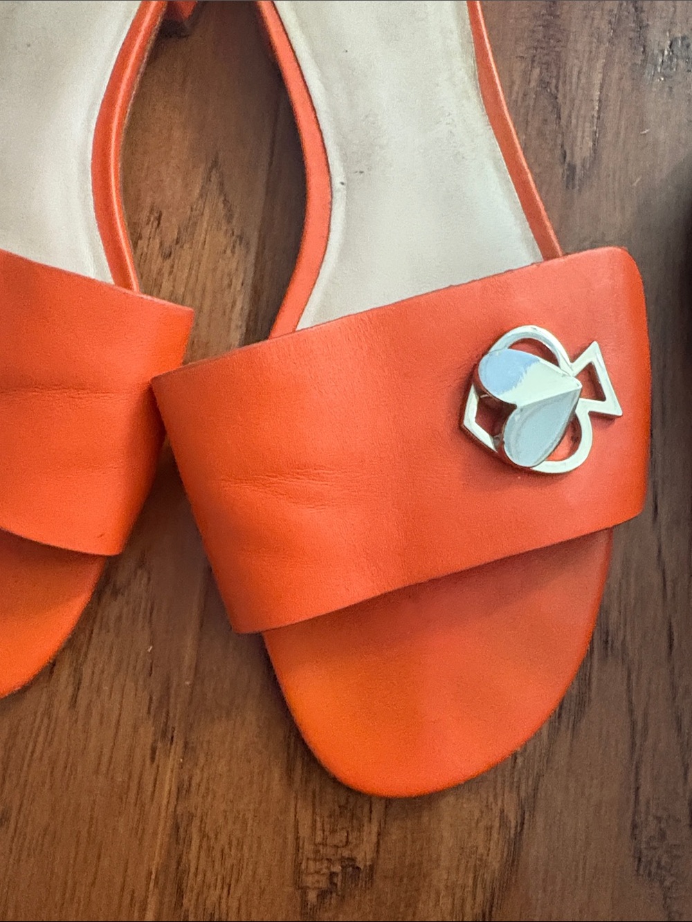 kate spade Orange Leather Slide Mules with Silver Logo - Picture 5 of 5